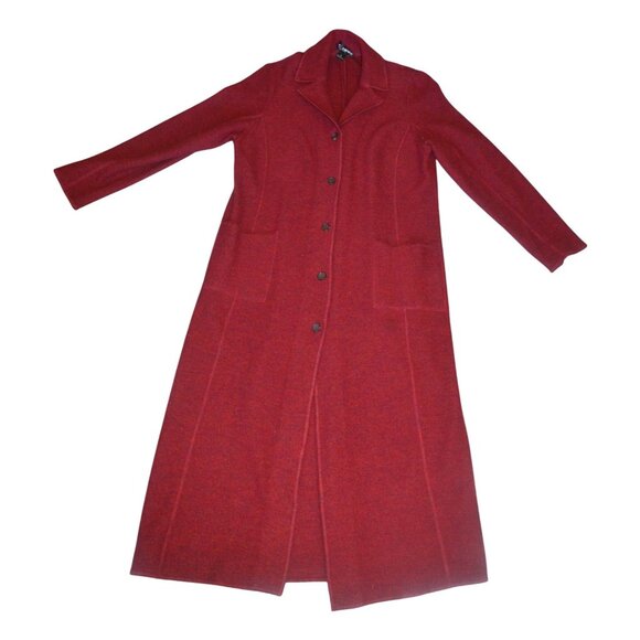 Vintage Company by Ellen Tracy Dark Red Raspberry Wool Trench Coat Women Size XL - Picture 6 of 6